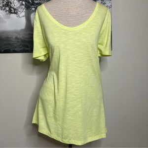 Lands’ End Scoop Neck Lemon Lime Top Size M